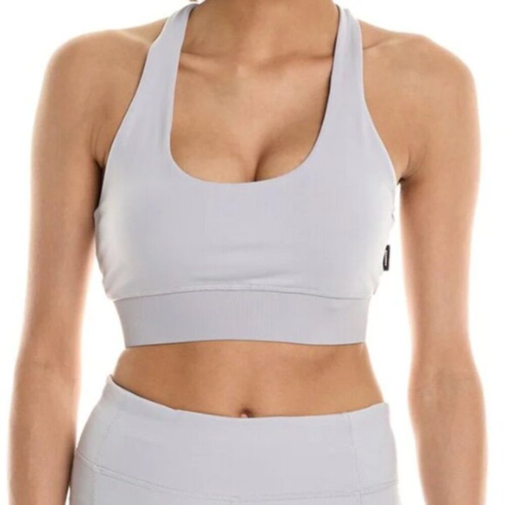 Monrow “Ultimate Tank” Racerback Crop – XS (Soft Blue/Grey)